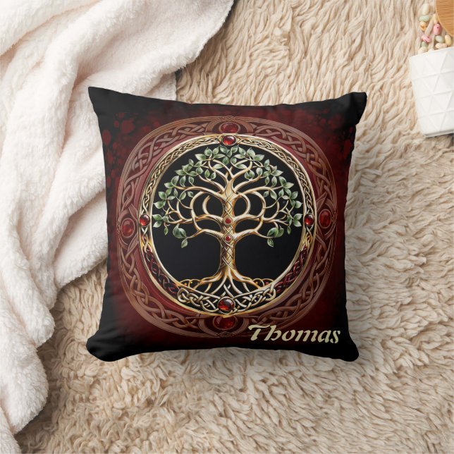 Elegant noble tree of life with celtic knot. cushion (Blanket)