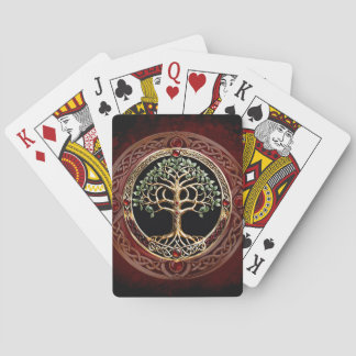 Elegant noble tree of life with celtic knot. playing cards
