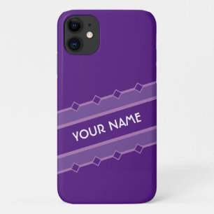 Elegant noble violet striped band with your name Case-Mate iPhone case