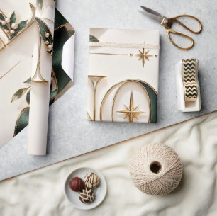 Elegant Noel Emerald Ivory Christmas Wrapping Paper