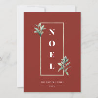 Elegant NOEL Gold Winter Berry Frame Photo Red