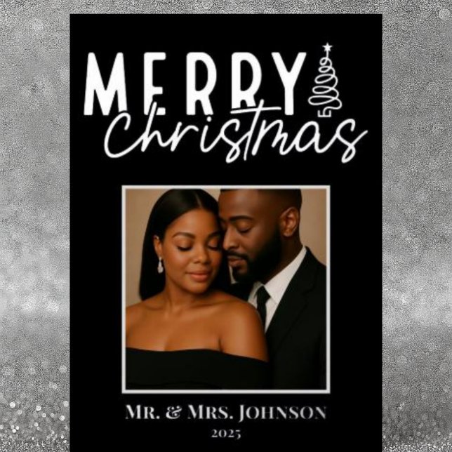 Elegant Noel in Silver Mr. & Mrs. Christmas Photo  (Creator Uploaded)