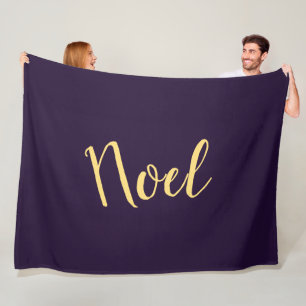 Elegant NOEL Text Rich Deep Purple Background Fleece Blanket