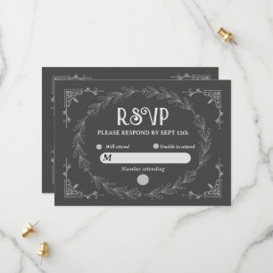 Elegant Noir Deco Black and White Wedding Save The Date
