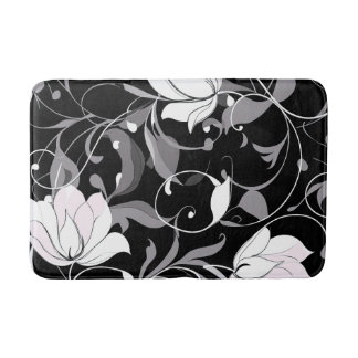 Elegant Noir Floral Swirl Bath Mat