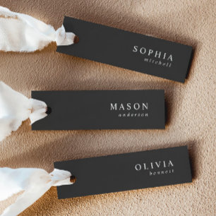 Elegant Noir Wedding Name Place Cards