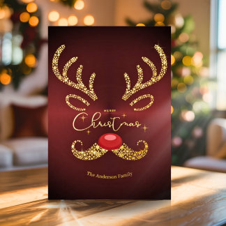 Elegant Non Photo Trendy Gold Script Reindeer Xmas