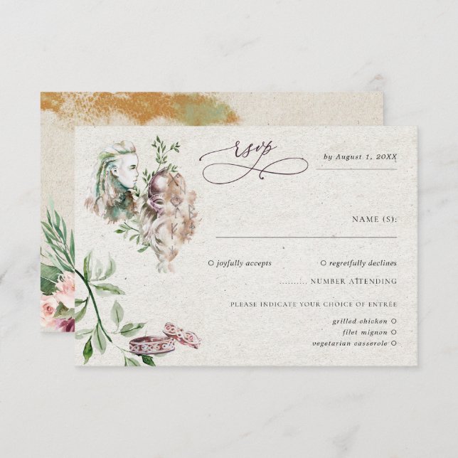 Elegant Norse Viking Wedding RSVP (Front/Back)