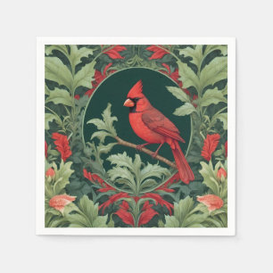 Elegant Northern Cardinal William Morris Inspired  Napkin