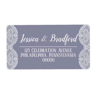 Elegant Nostalgic White Lace Steel Blue Wedding