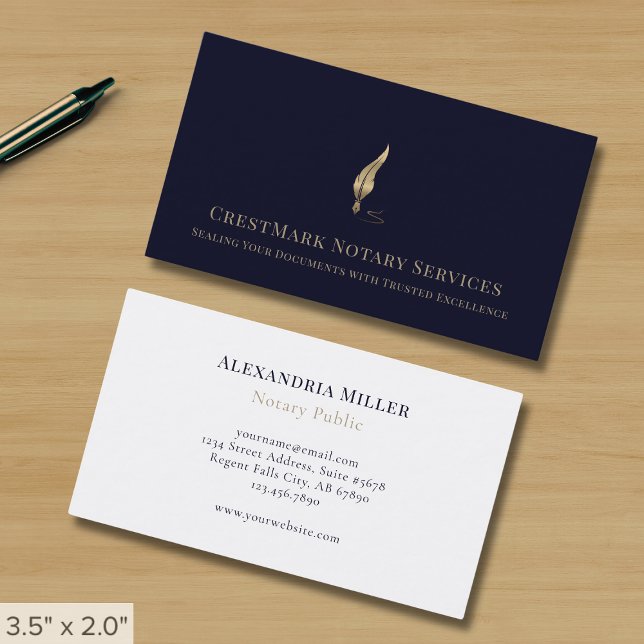 Elegant Notary Loan Signing Agent Business Card (Creator Uploaded)