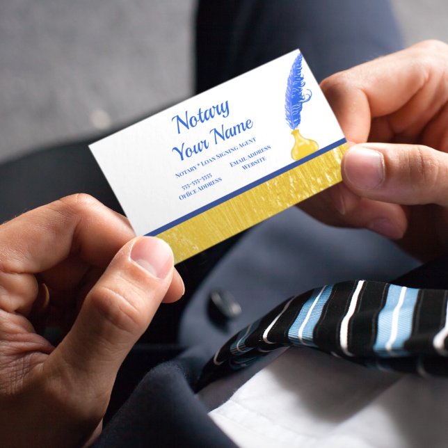 Elegant Notary Loan Signing Agent Gold Border Business Card (Creator Uploaded)