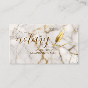 Elegant Notary Public Feather Marble Business Card