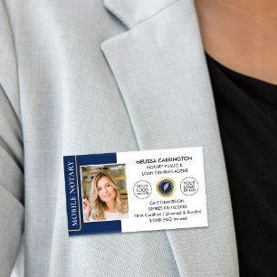 Elegant Notary Public Loan Signing Agent Navy Gold Name Tag