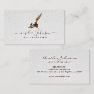 Elegant Notary Public Loan Signing Agent White Business Card