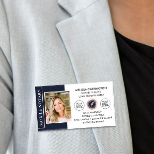 Elegant Notary Public Midnight Blue Rose Gold Name Tag