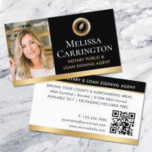Elegant Notary Public Photo QR Code Gold Black