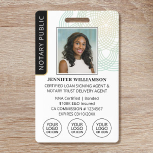 Elegant Notary Signing Agent ID Badge Logo Black