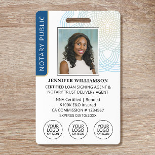 Elegant Notary Signing Agent ID Badge Logo Navy