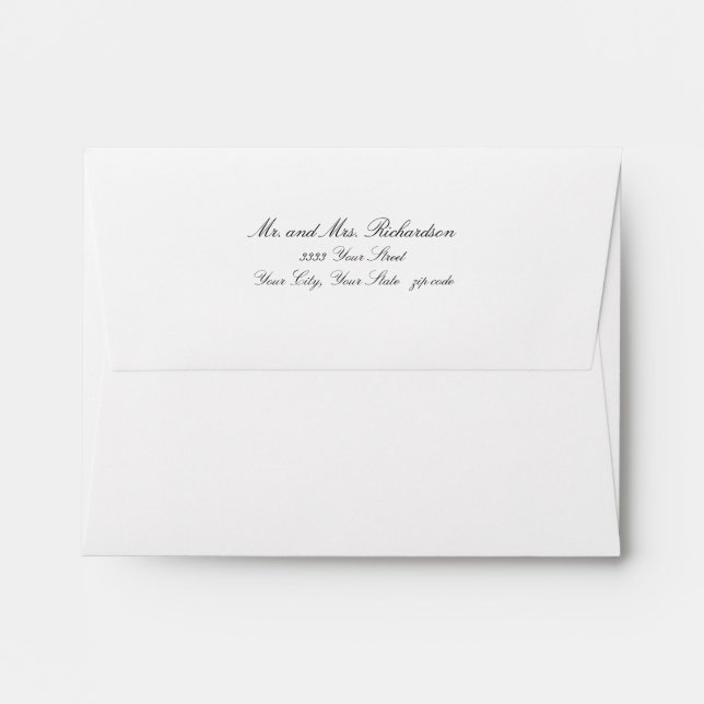 Elegant Note Card Return Address Envelope (Back (Top Flap))