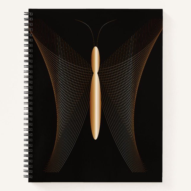 Elegant notebook with minimalist golden butterfly (Front)
