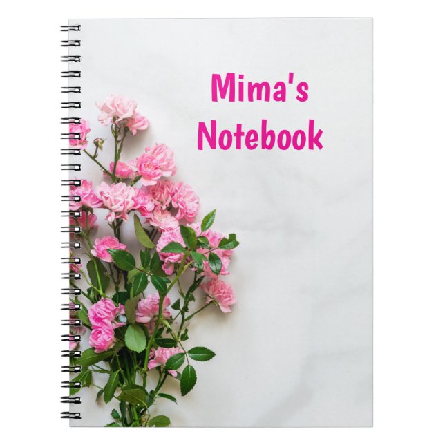 Elegant notebook with pink personalised first name (Front)