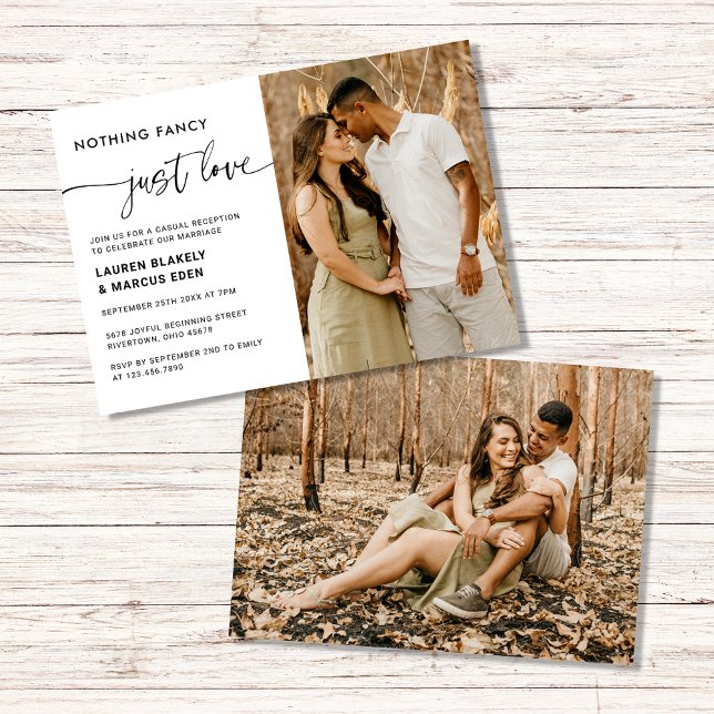 Elegant Nothing Fancy Just Love Photo Elopement Invitation (Creator Uploaded)