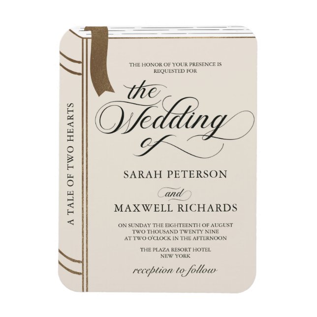 Elegant Novel Book Fairytale Wedding Invitation Magnet (Vertical)