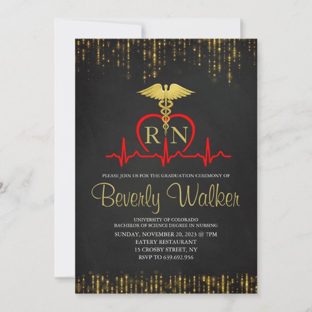 Elegant Nursing School Graduation Invitation (Front)