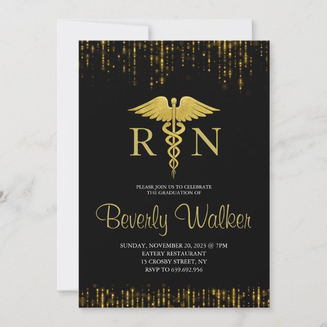 Elegant Nursing School Graduation Invitation (Front)