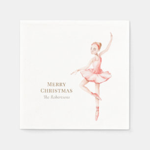 Elegant Nutcracker Ballerina Christmas Napkin