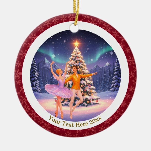 Elegant Nutcracker Ballet Christmas Ballerina Gift Ceramic Tree Decoration (Front)