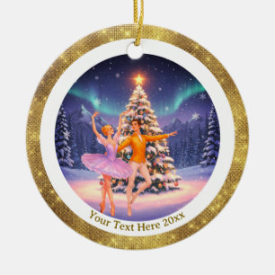 Elegant Nutcracker Ballet Christmas Ballerina Gift Ceramic Tree Decoration