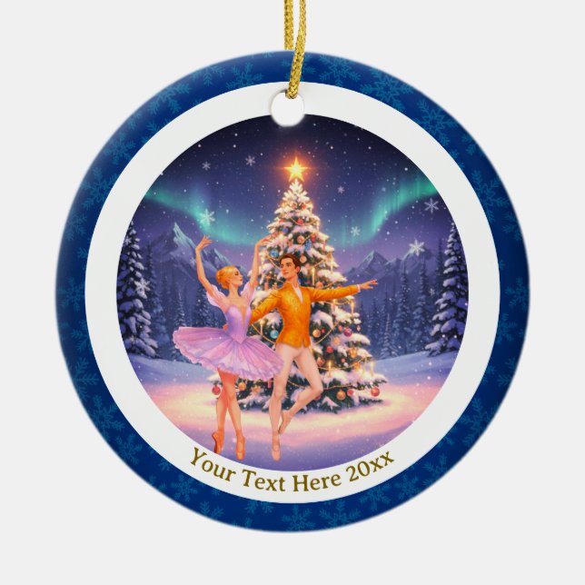 Elegant Nutcracker Ballet Christmas Ballerina Gift Ceramic Tree Decoration (Front)
