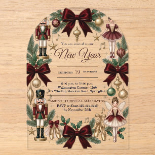 Elegant Nutcracker Christmas Holiday Party Acrylic Invitations