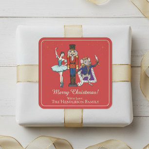  Elegant Nutcracker Merry Christmas Square Sticker