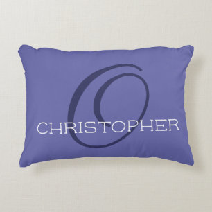 Elegant O Initial Name Periwinkle Blue Stylish Decorative Cushion