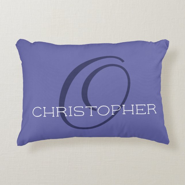 Elegant O Initial Name Periwinkle Blue Stylish  Decorative Cushion (Front)