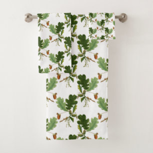 Elegant Oak Leaf and Acorn Bath Towel Set