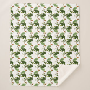 Elegant Oak Leaf and Acorn Fleece Blanket