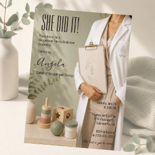Elegant Occupational Therapy Graduation Invitation
