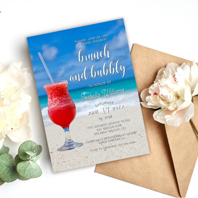 Elegant Ocean Beach Summer Bridal Shower Invitation (Creator Uploaded)