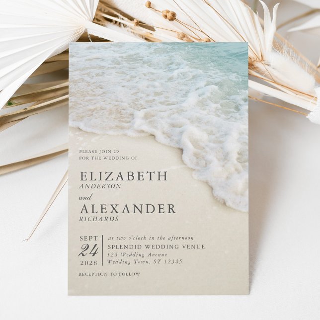 Elegant Ocean Beach Summer Wedding Invitation (Creator Uploaded)