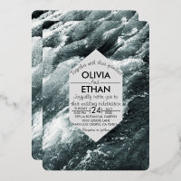 Elegant Ocean Black And White Waves Wedding