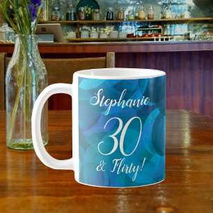 Elegant Ocean Blue 30 and Flirty Birthday Coffee Mug