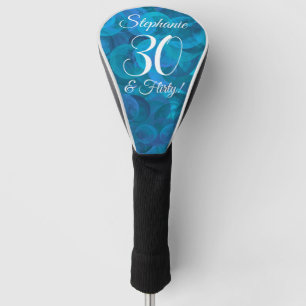 Elegant Ocean Blue 30 and Flirty Birthday Party Golf Head Cover
