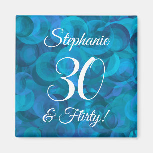 Elegant Ocean Blue 30 and Flirty Birthday Party Magnet