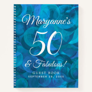 Elegant Ocean Blue 50 & Fabulous Birthday Party Notebook
