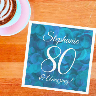 Elegant Ocean Blue 80 and Amazing Birthday Party Napkin