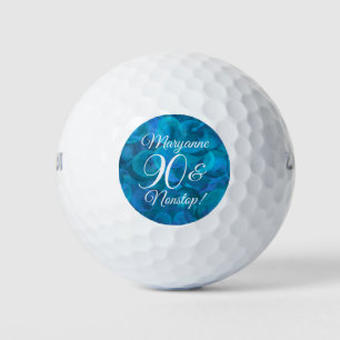 Elegant Ocean Blue 90 and Nonstop Birthday Party Golf Balls